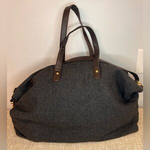 Charcoal Herringbone Weekender Duffel Bag — Travel Tote